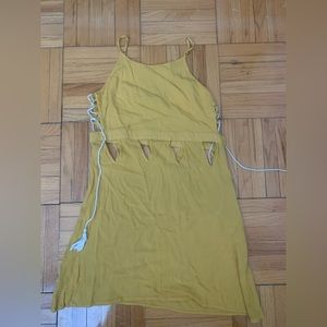 Yellow boho sundress with cutouts - size small!